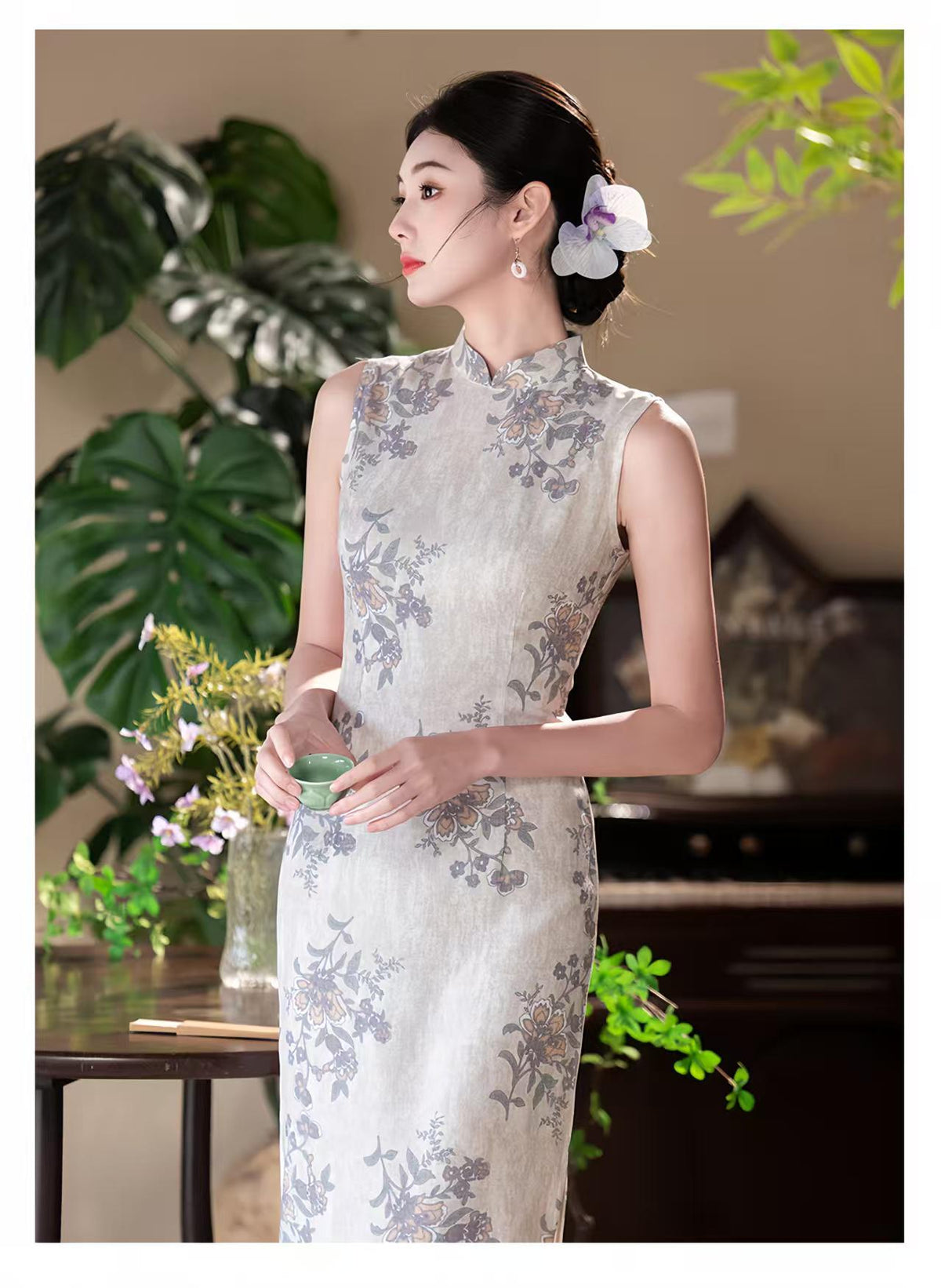 Women's Vintage Qipao Cheongsam Dress – Sleeveless Fitted