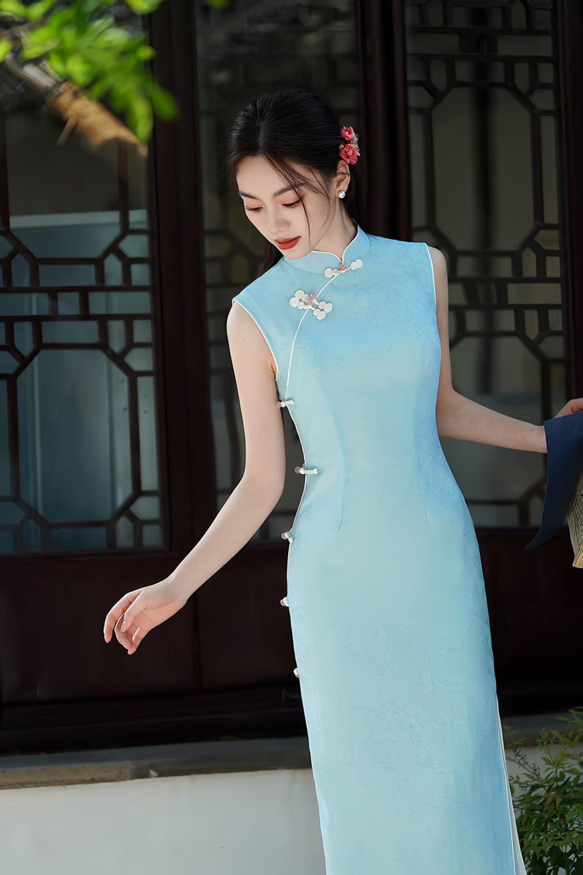 Women's Blue Vintage Qipao Cheongsam Dress