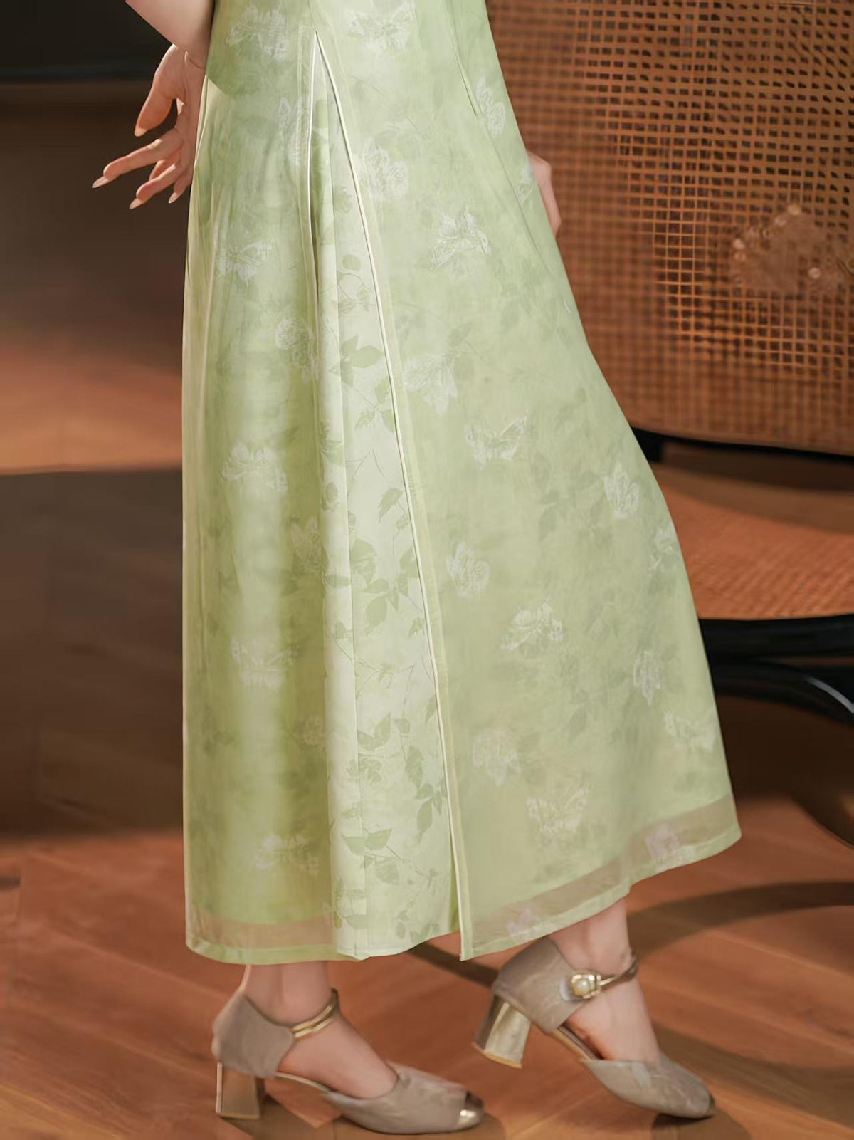 Women's Green Vintage Qipao Cheongsam Dress – additional product view