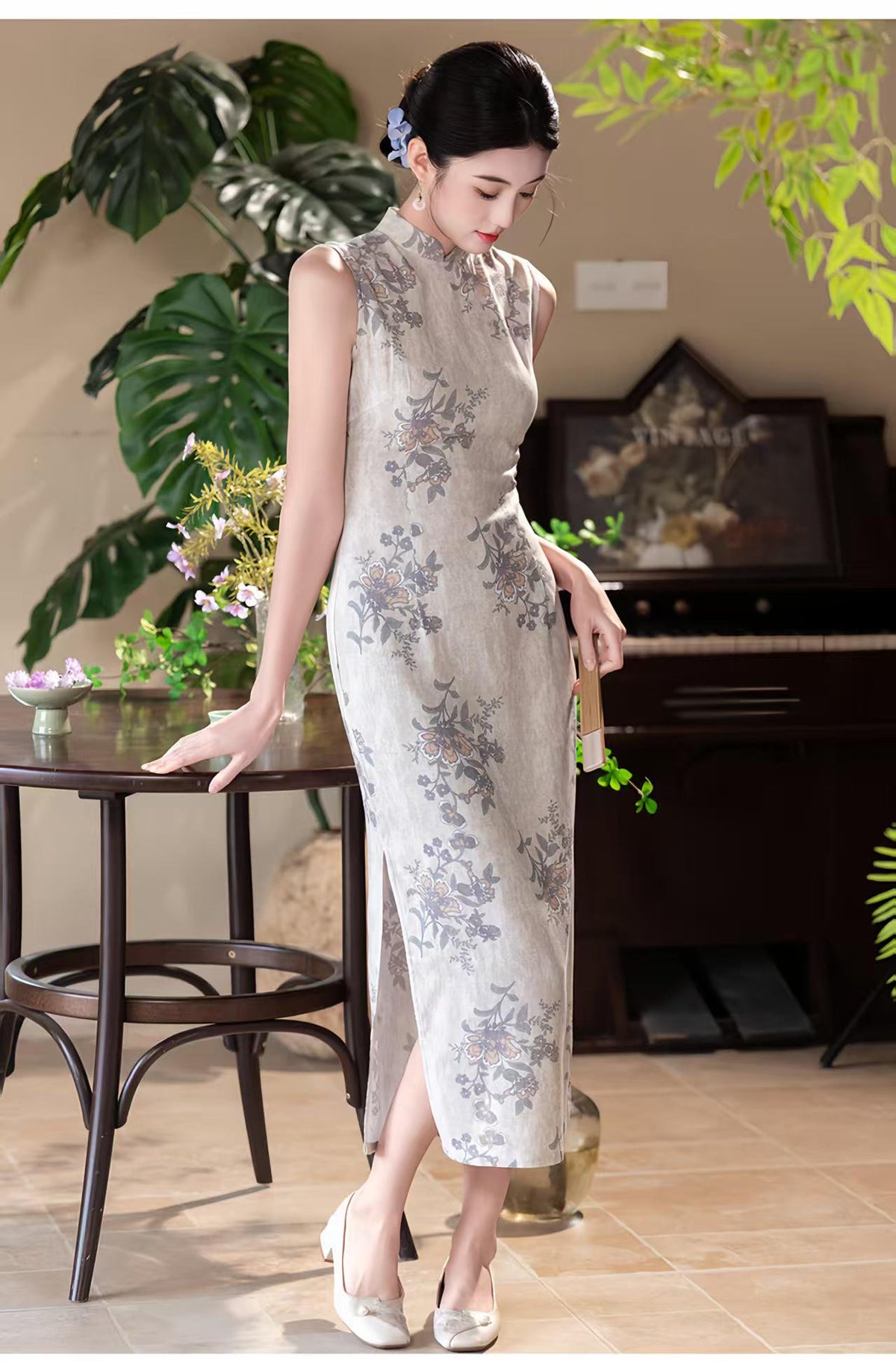 Women's Vintage Qipao Cheongsam Dress – Sleeveless Fitted – additional product view