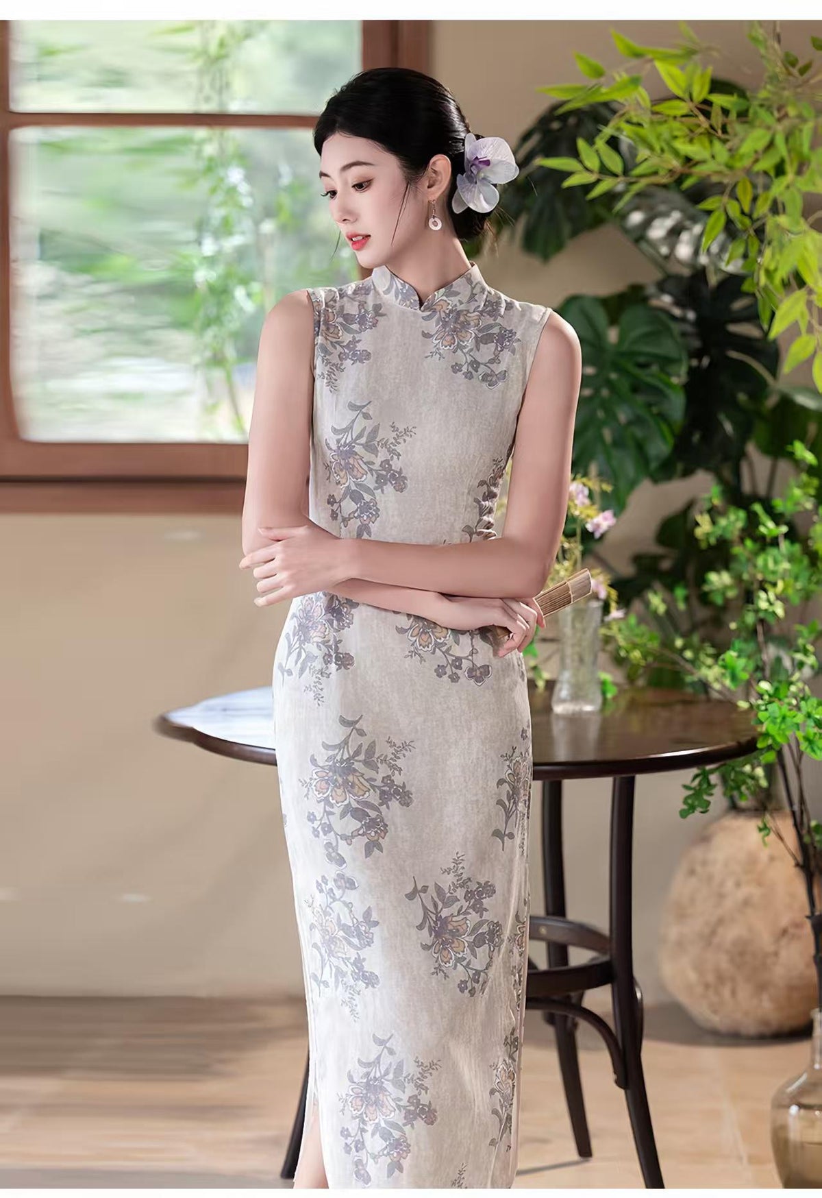 Women's Vintage Qipao Cheongsam Dress – Sleeveless Fitted – additional product view