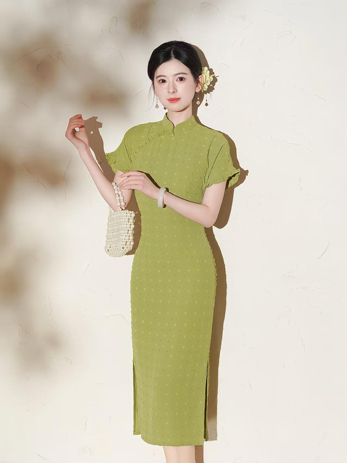 Women's Green Vintage Qipao Cheongsam Dress – additional product view