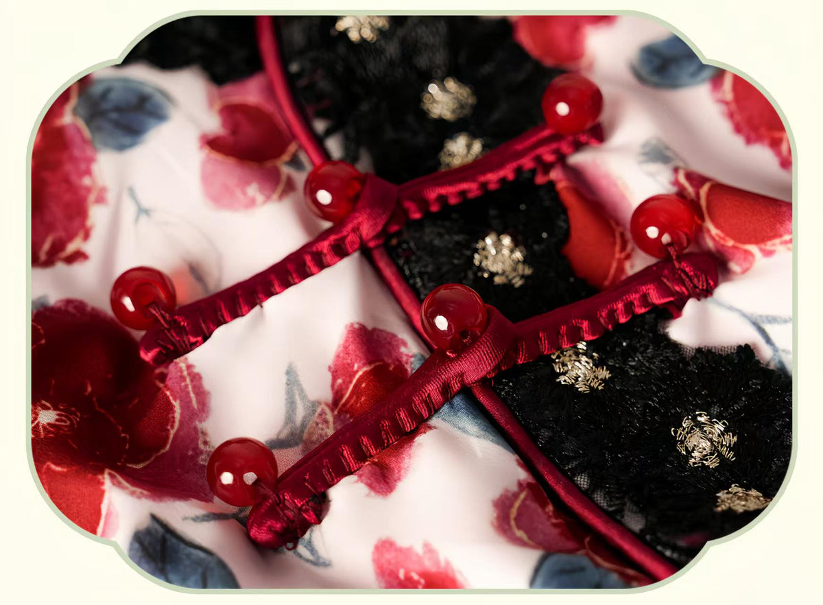 Women's Pink Floral Qipao Cheongsam Dress – additional product view