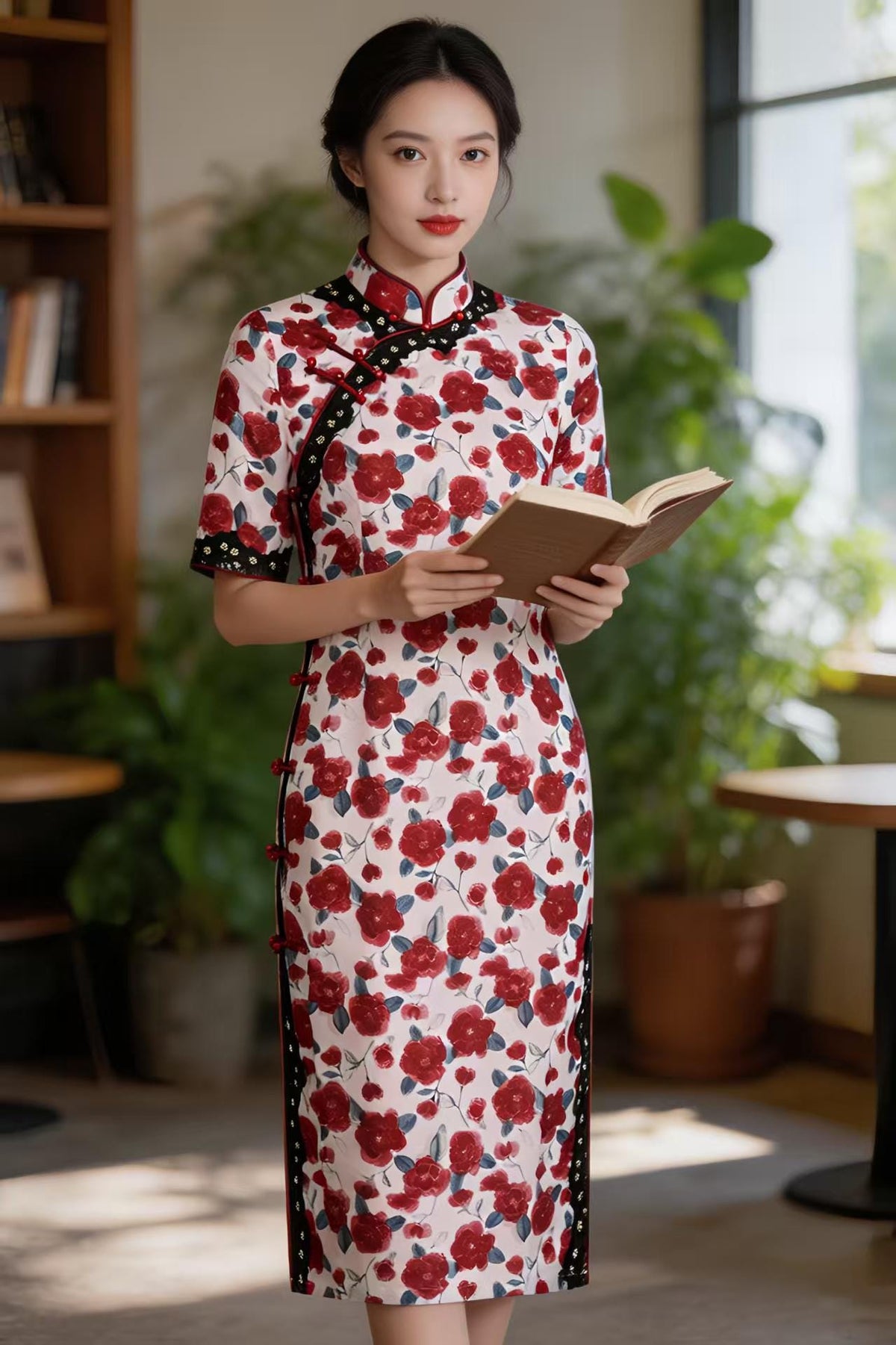 Women's Pink Floral Qipao Cheongsam Dress