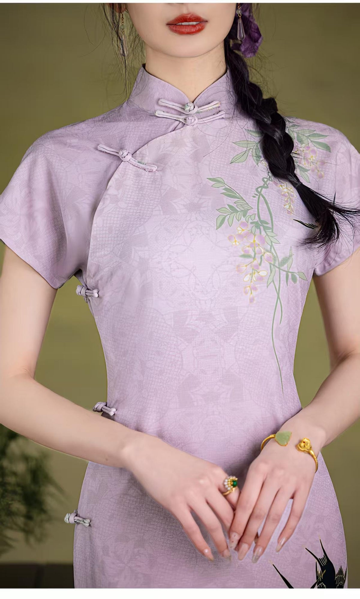 Women's Embroidered Qipao Cheongsam Dress – Linen – additional product view