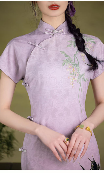 Women's Embroidered Qipao Cheongsam Dress – Linen – additional product view
