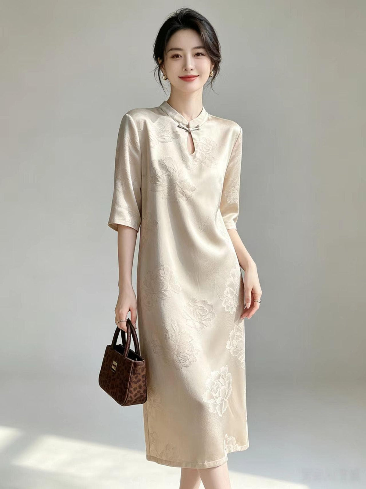 Women's Vintage Qipao Cheongsam Dress – Half Sleeve