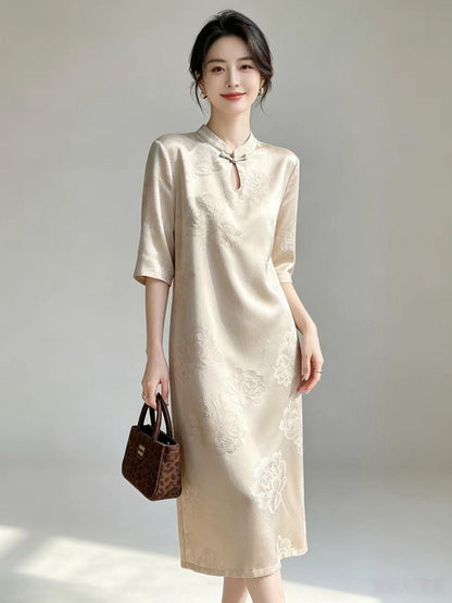Women's Vintage Qipao Cheongsam Dress – Half Sleeve
