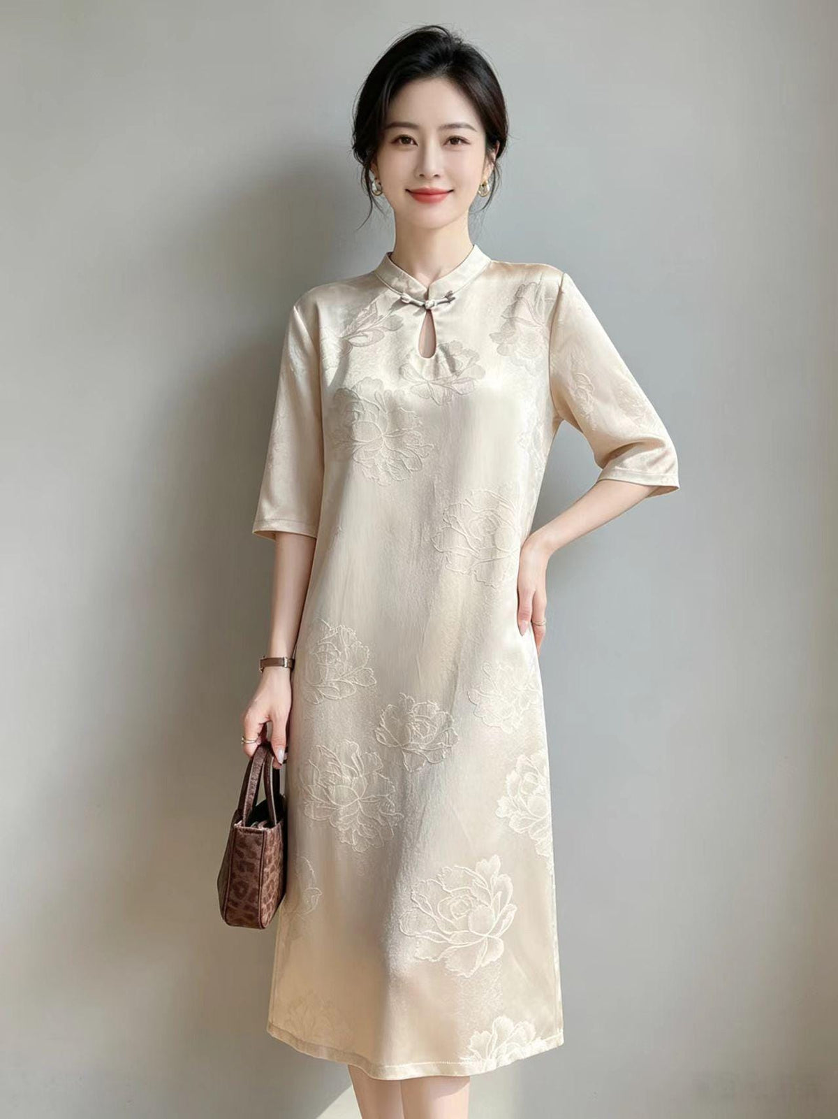 Women's Vintage Qipao Cheongsam Dress – Half Sleeve – additional product view