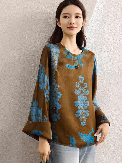 Women's Vintage Silk Chinese Style Blouse – Relaxed Fit – additional product view
