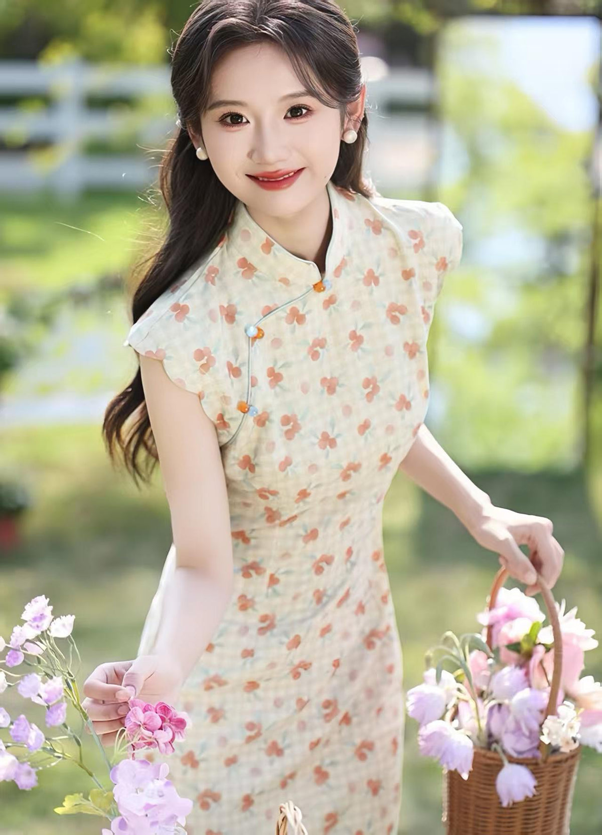 Women's Floral Qipao Cheongsam Dress – Ivory Linen