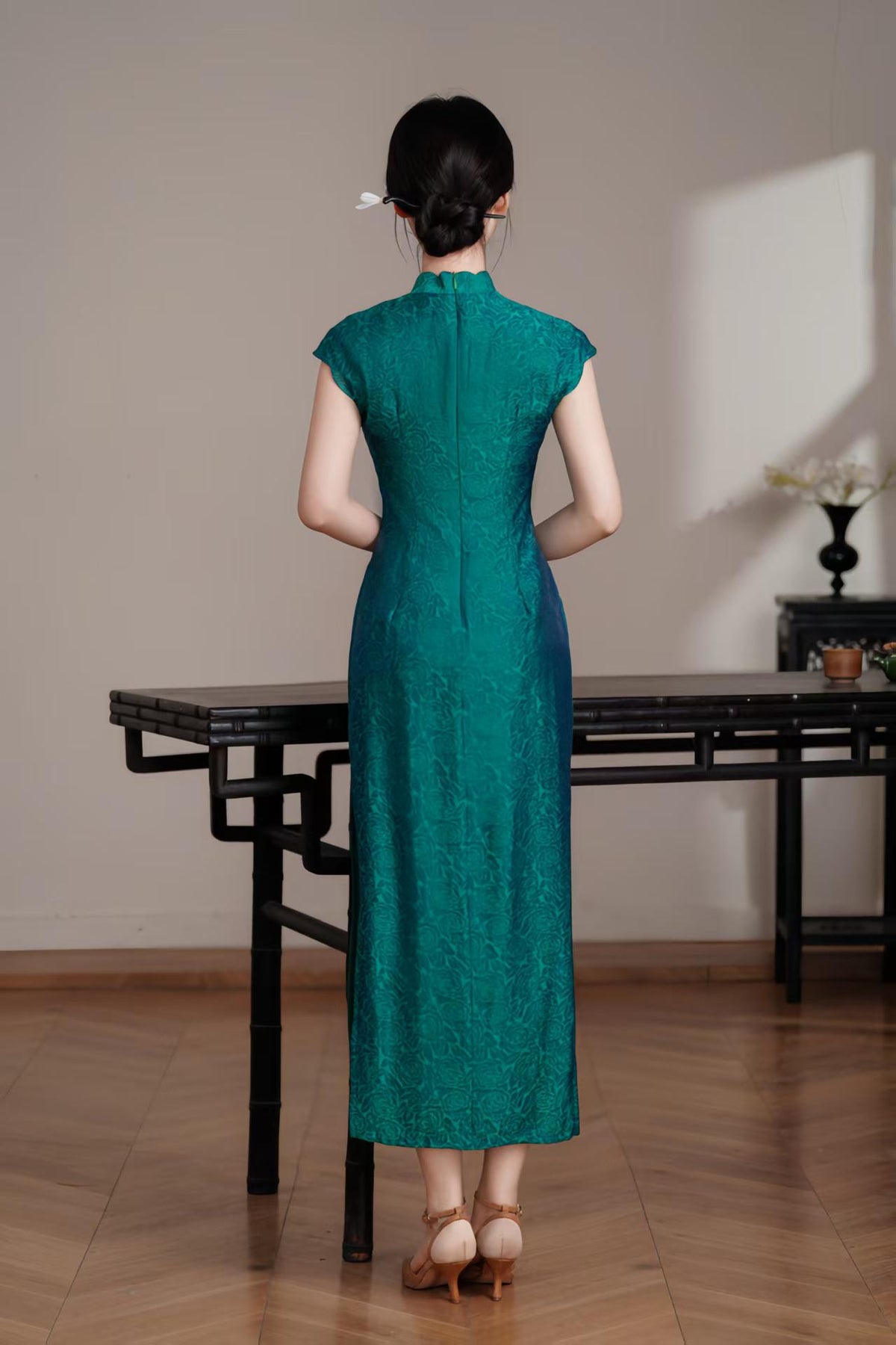 Women's Green Vintage Qipao Cheongsam Dress – additional product view