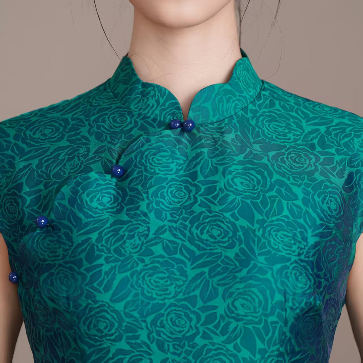 Women's Green Vintage Qipao Cheongsam Dress – additional product view