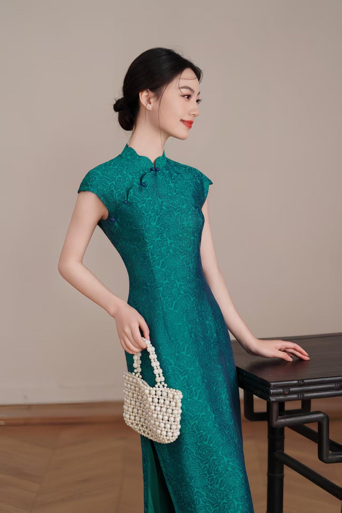 Women's Green Vintage Qipao Cheongsam Dress – additional product view