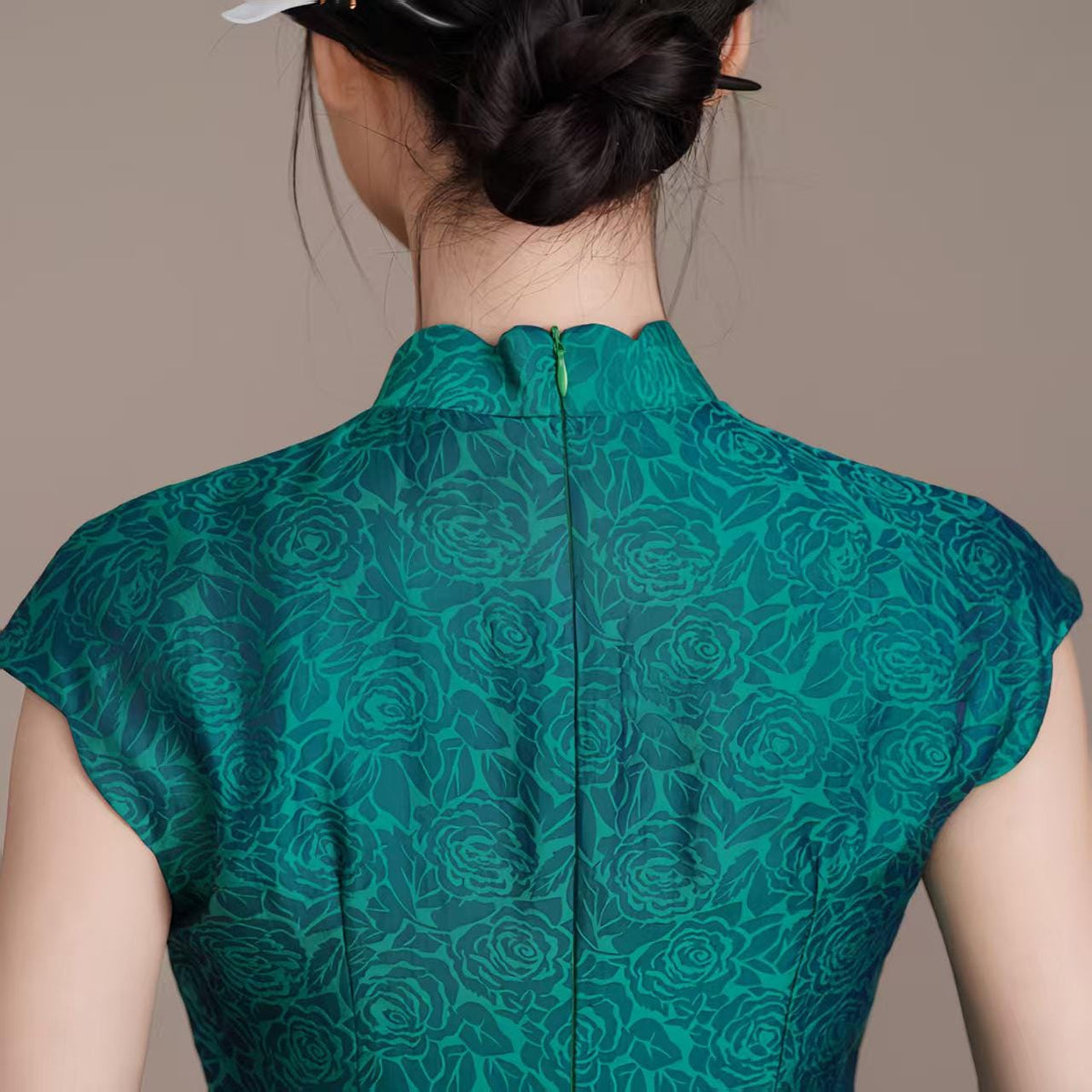 Women's Green Vintage Qipao Cheongsam Dress – additional product view
