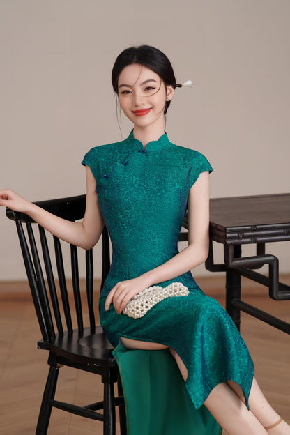 Women's Green Vintage Qipao Cheongsam Dress