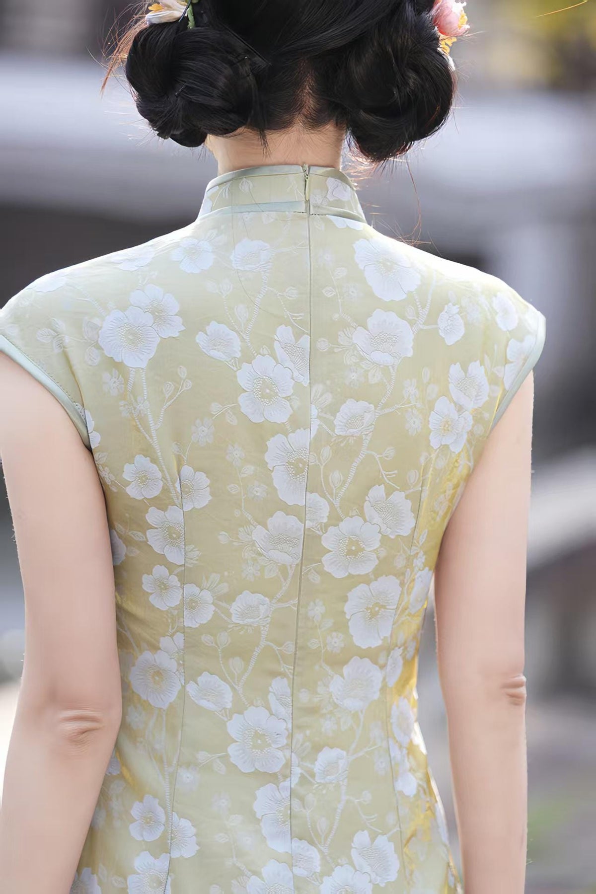Women's Green Floral Qipao Cheongsam Dress – additional product view