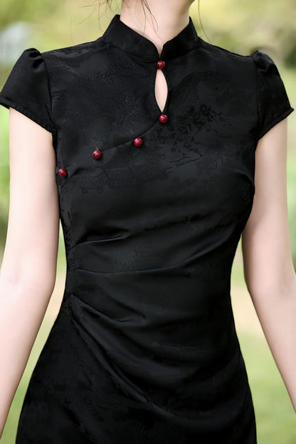 Women's Vintage Qipao Cheongsam Dress – Short Fitted – additional product view