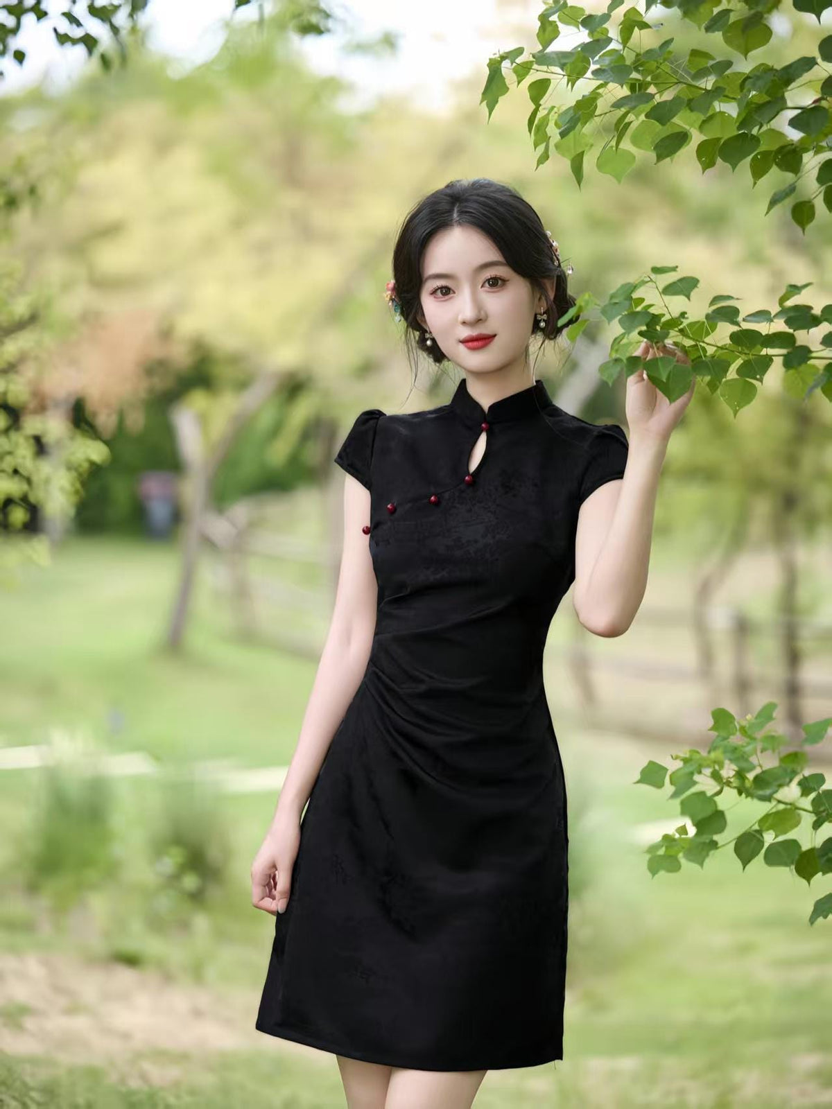 Women's Vintage Qipao Cheongsam Dress – Short Fitted – additional product view