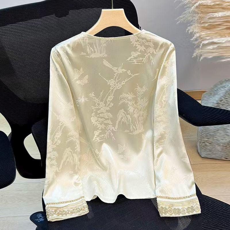 Women's Jacquard Chinese Style Blouse – additional product view