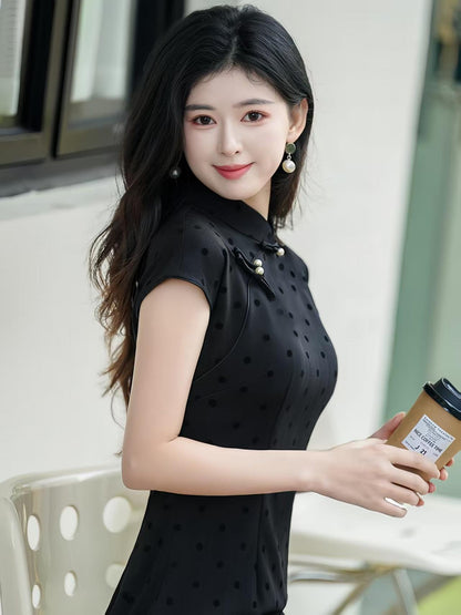 Women's Pink Vintage Qipao Cheongsam Dress – Fitted – additional product view