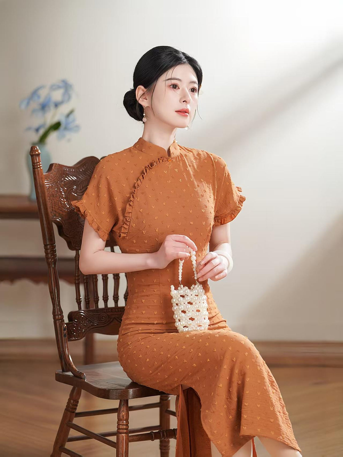 Women's Green Vintage Qipao Cheongsam Dress – additional product view