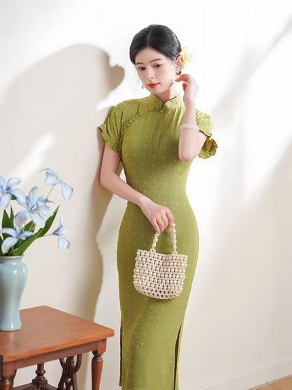 Women's Green Vintage Qipao Cheongsam Dress – additional product view
