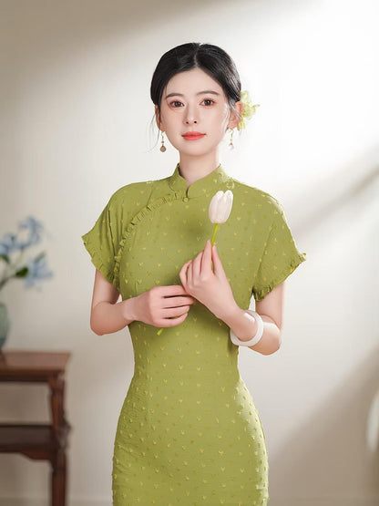 Women's Green Vintage Qipao Cheongsam Dress