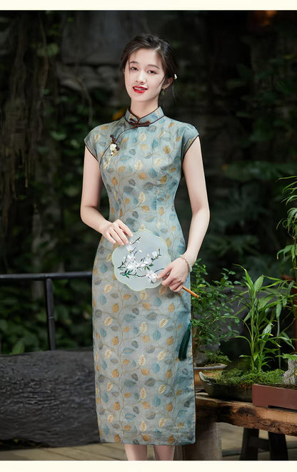 Women's Blue Vintage Qipao Cheongsam Dress – Printed – additional product view