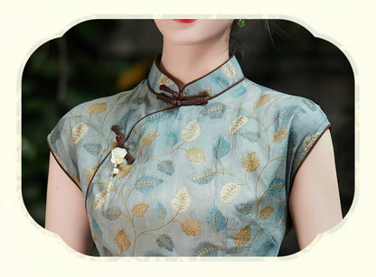 Women's Blue Vintage Qipao Cheongsam Dress – Printed – additional product view