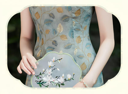 Women's Blue Vintage Qipao Cheongsam Dress – Printed – additional product view