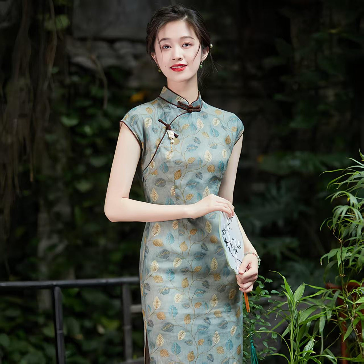 Women's Blue Vintage Qipao Cheongsam Dress – Printed