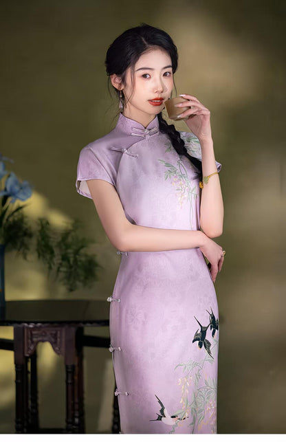Women's Embroidered Qipao Cheongsam Dress – Linen – additional product view