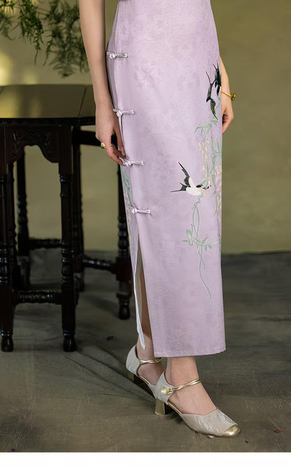Women's Embroidered Qipao Cheongsam Dress – Linen – additional product view