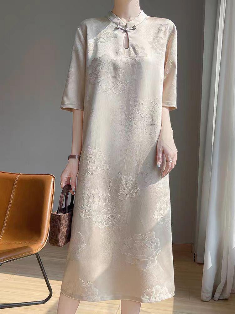 Women's Vintage Qipao Cheongsam Dress – Half Sleeve – additional product view