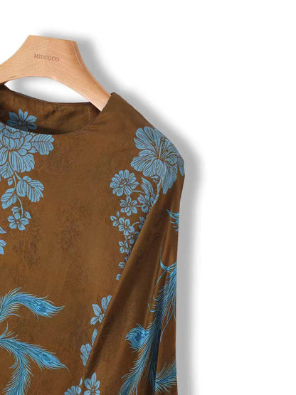 Women's Vintage Silk Chinese Style Blouse – Relaxed Fit – additional product view