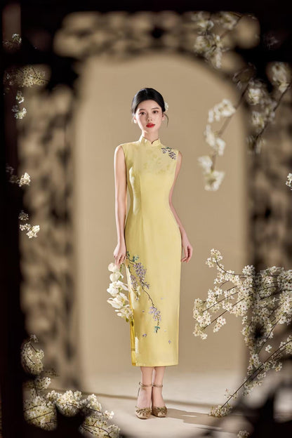Women's Embroidered Qipao Cheongsam Dress – Fitted – additional product view