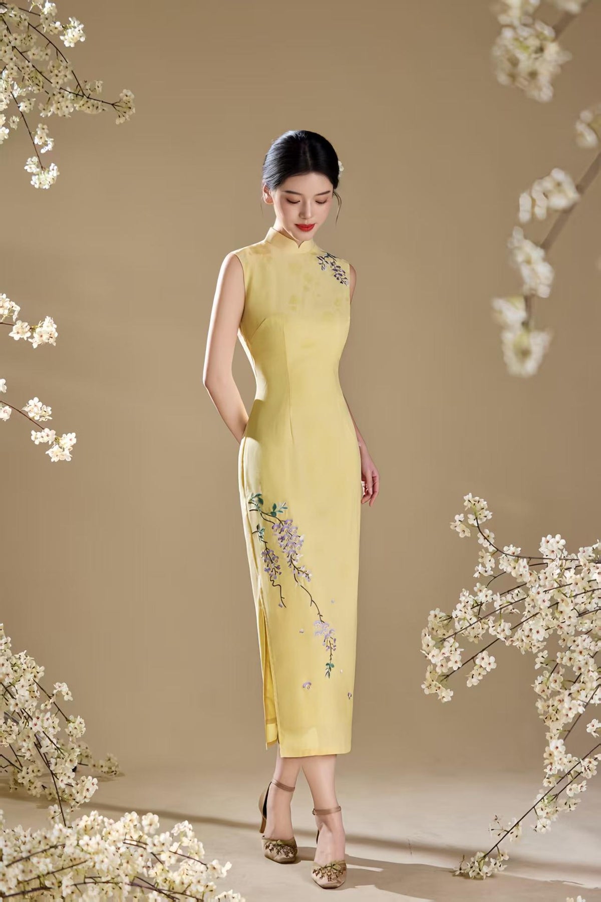 Women's Embroidered Qipao Cheongsam Dress – Fitted – additional product view