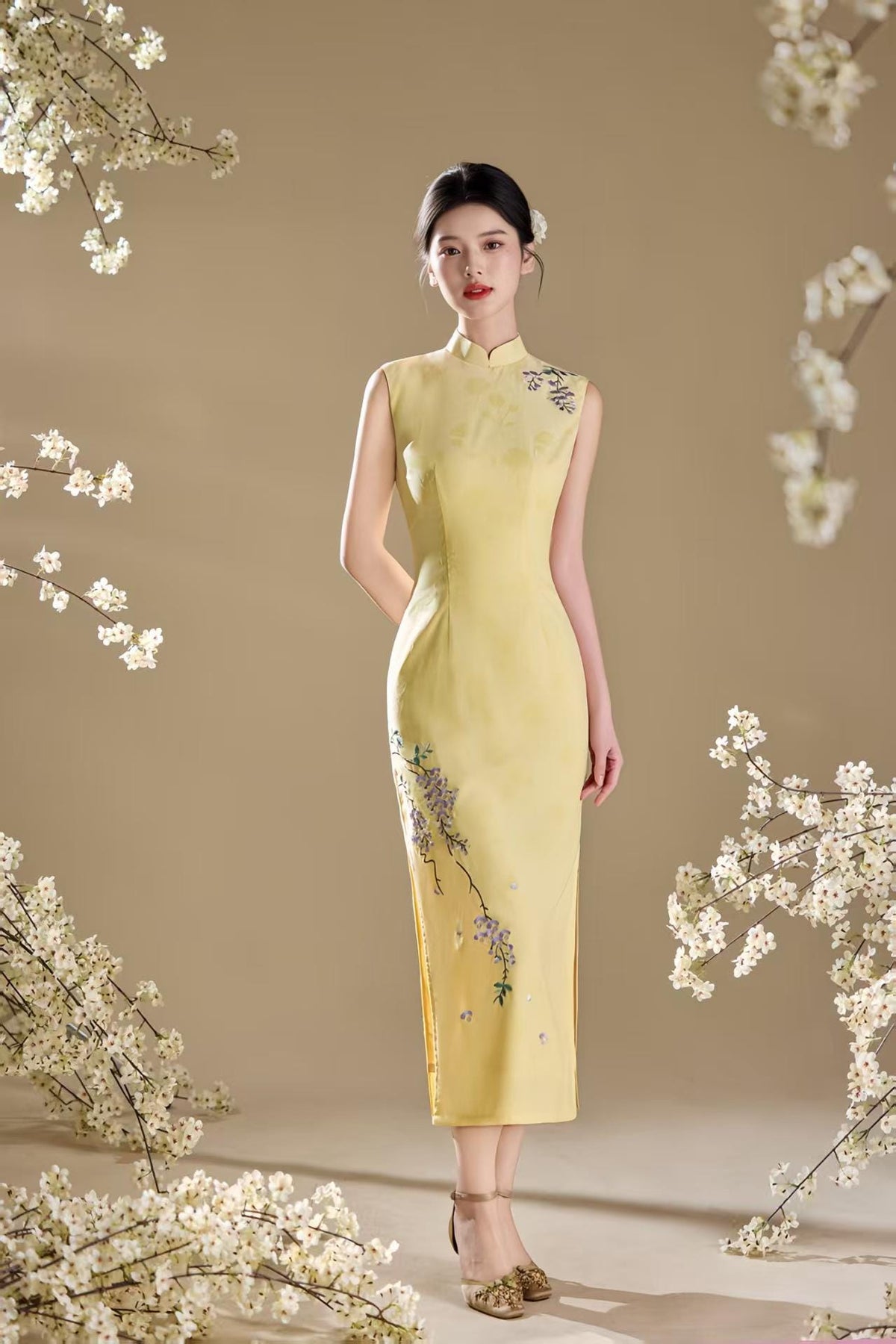 Women's Embroidered Qipao Cheongsam Dress – Fitted – additional product view