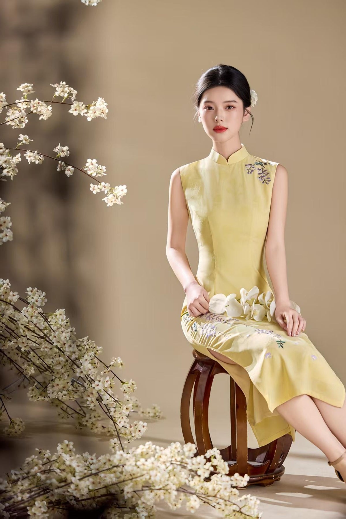 Women's Embroidered Qipao Cheongsam Dress – Fitted – additional product view