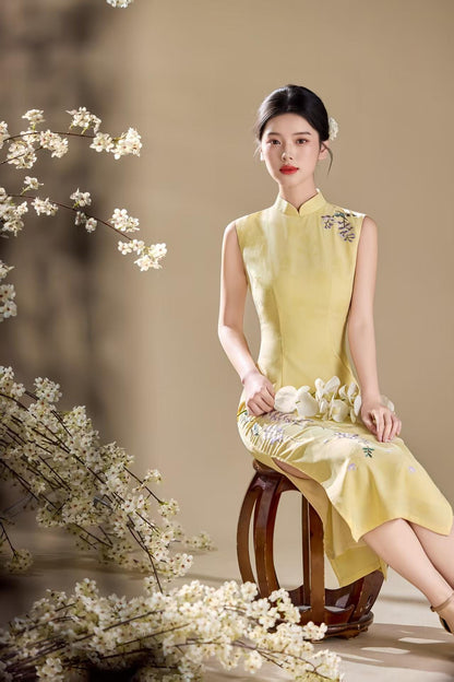 Women's Embroidered Qipao Cheongsam Dress – Fitted – additional product view