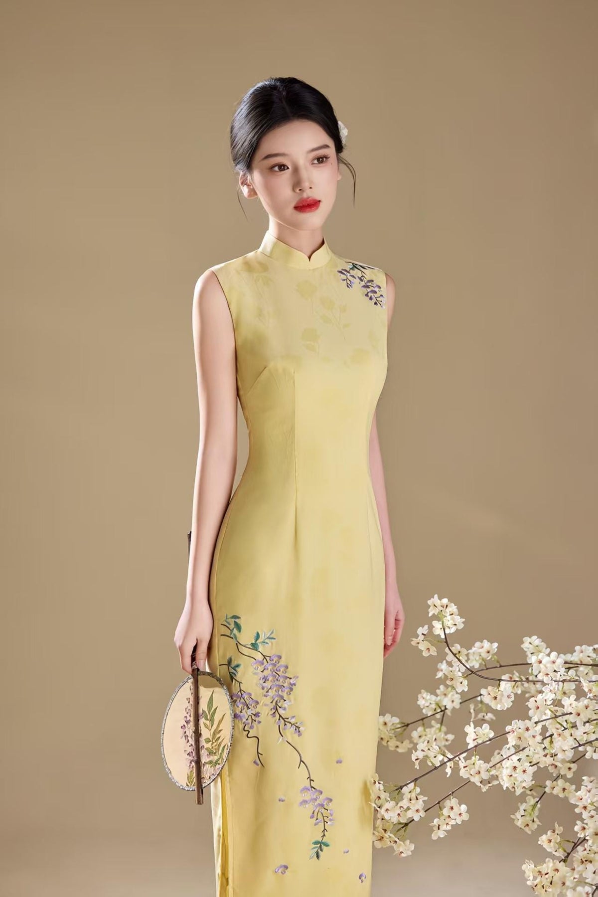 Women's Embroidered Qipao Cheongsam Dress – Fitted – additional product view
