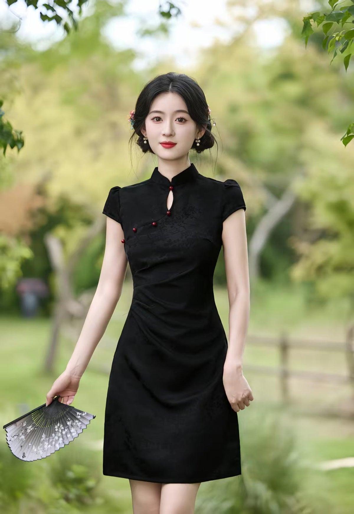 Women's Vintage Qipao Cheongsam Dress – Short Fitted – additional product view