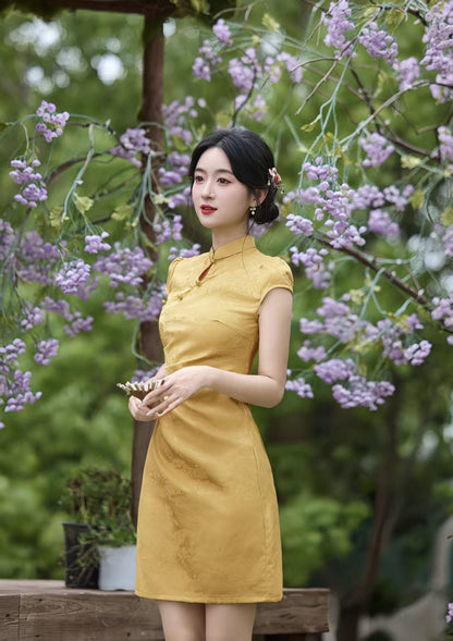 Women's Vintage Qipao Cheongsam Dress – Short Fitted – additional product view