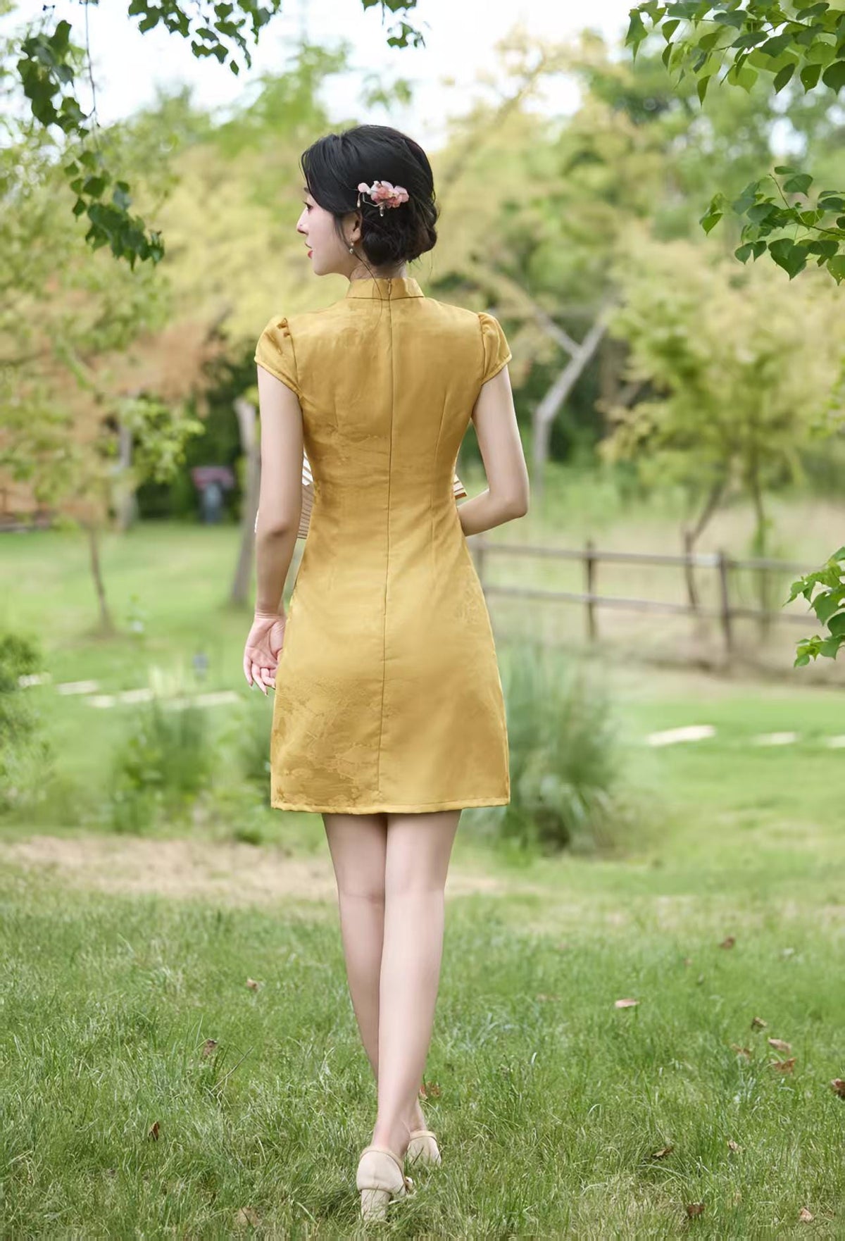 Women's Vintage Qipao Cheongsam Dress – Short Fitted – additional product view