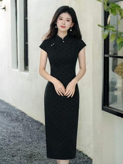 Women's Pink Vintage Qipao Cheongsam Dress – Fitted – additional product view