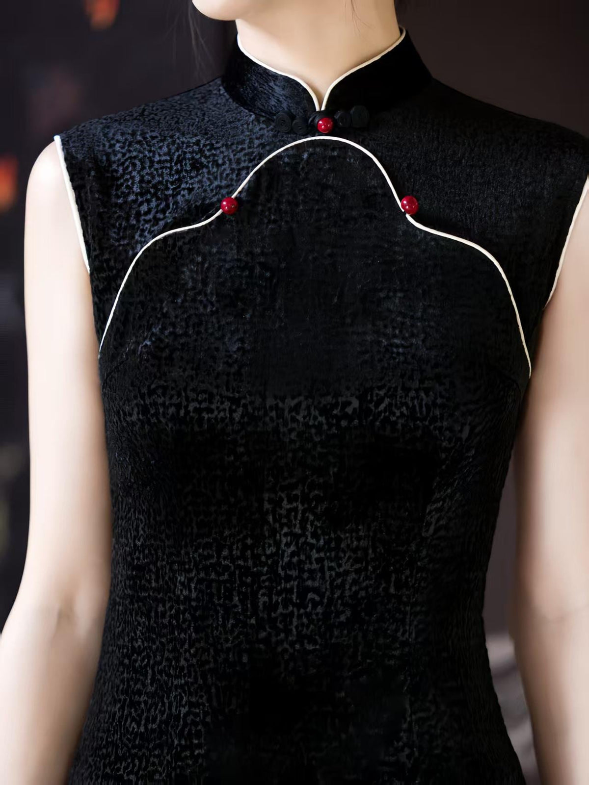 Women's Black Vintage Qipao Cheongsam Dress – additional product view