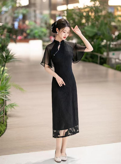 Women's Black Elegant Qipao Cheongsam Dress – additional product view