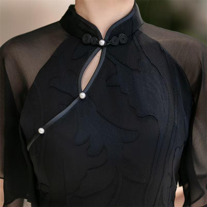 Women's Black Elegant Qipao Cheongsam Dress – additional product view