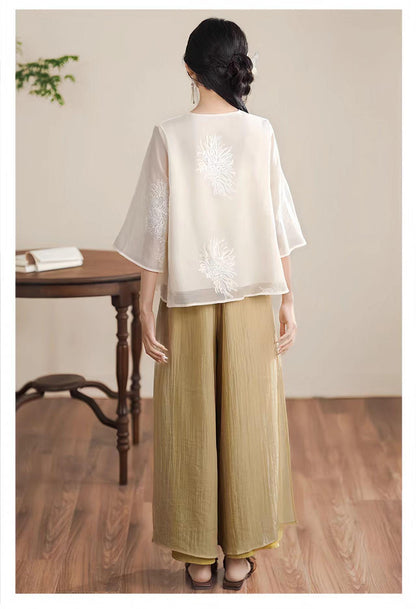 Women's Embroidered Modern Chinese Two-Piece Set – additional product view
